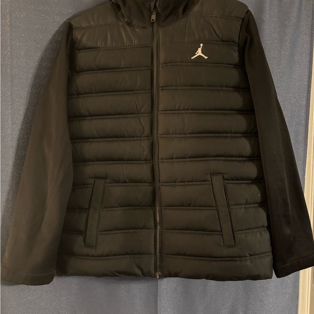 Jordan Black Puffer Jacket with White Logo